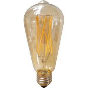 E27 LED lamp | kooldraadlamp ST64 - amber glas  | 6W=60W | warmwit filament 2700K | dimbaar