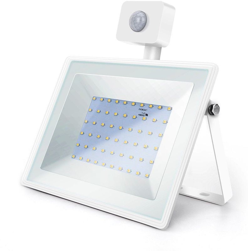 Buitenlamp Wit - LED 50W=450W Halogeen Schijnwerper - IR Bewegingssensor - Daglichtwit 6400K
