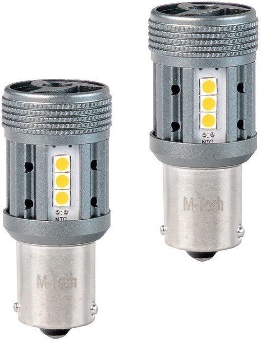 BA15S - 1156 - Autolamp Set - Amber/Oranje - 2 Stuks - PY21W 7510 - 12-SMD LED - CANBUS 12V & 24V DC