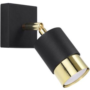 Muurlamp NERO zwart/goud - 1x GU10 fitting - IP20 230V