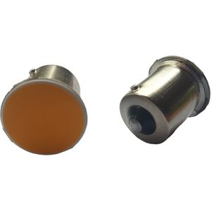 BA15S - 1156 - autolamp set | 2x COB LED amber/oranje | 12V DC