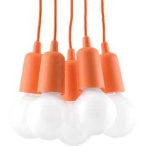 Plafondlamp DIEGO 5 oranje DIY - 5 x E27 fitting (excl lamp) - 90cm - IP20