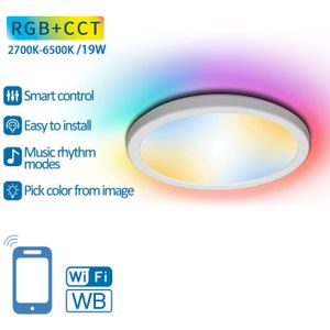 Plafondlamp Ø 24cm WiFi RGB+CCT 2700K-6500K | RGB - warmwit - daglichtwit - LED 19W=150W gloeilamp
