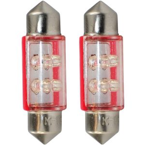 C5W autolamp 2 stuks rood | LED festoon 36mm | SV8.5 0.27W - 12V DC
