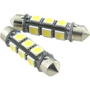 C5W autolamp 2 stuks | LED festoon 43mm | 12-SMD daglichtwit 6000K | 12 Volt - 3W