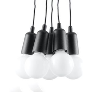 Plafondlamp DIEGO 5 zwart DIY - 5 x E27 fitting (excl lamp) - 90cm - IP20