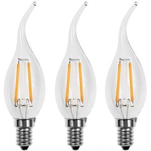Kaarslamp E14 gebogen tip - warmwit - dimbaar - 3 stuks | LED 4W=40W gloeilicht | 2700K - 230V