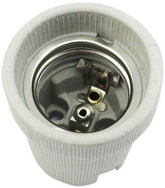 E27 fitting 12V - 250V 2 stuks | grote keramische lamphouder | wit/beige