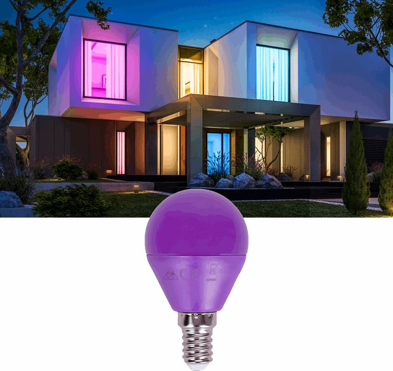 Kogellamp - E14 - Paars - LED - 4W