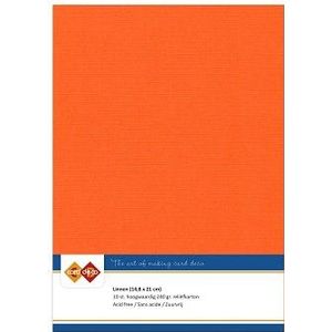 Kaartenkarton linnen van Carddeco kleur 11 oranje afmeting A5 en verpakt per 10vel