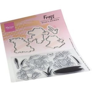 Ec0186 Clear stamp - Eline's Animals - Frogs - kikkers - 4 snijmalen en 9 clear stamps