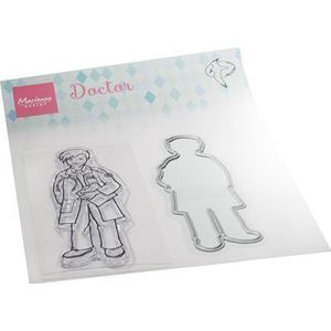 Ht1660 Clear stamp met snijmal - Hetty's Doctor - 2 delige set 30x85mm/32x87mm
