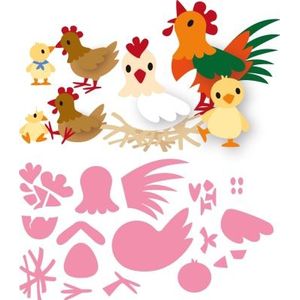 Col1429 Collectable snijmal - Eline's chicken family - Kippen familie - Marianne design