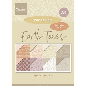 Pk9204 Paperbloc - Earth tones - A4 heeft 8 prachtige A4 designs en 8 bijpassende uni-kleuren