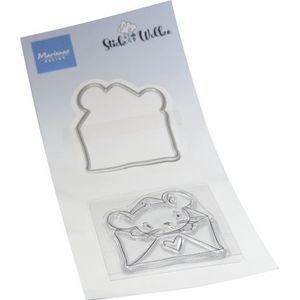 Cs1152 Stempel en snijmal - Hello Mouse is een 2 delige set met een stempel en een snijmal - 45x55mm