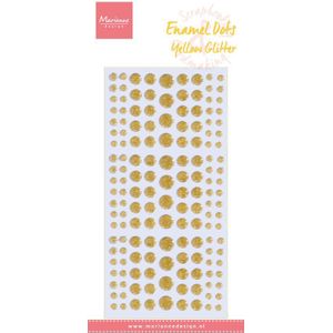 Pl4530 Enamel dots - Yellow glitter 156 dots van 4, 7 en 9mm - 75x152mm