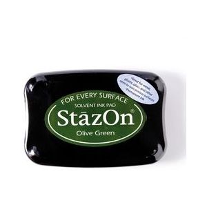 Sz-51 Stempelkussen Stazon - Olive Green - is een Permanente inkt voor metaal, glas, plastic en andere harde materialen