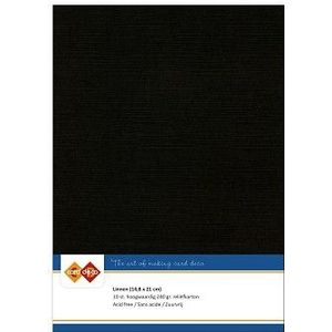 Kaartenkarton linnen van Carddeco kleur 31 zwart afmeting A5 en verpakt per 10vel