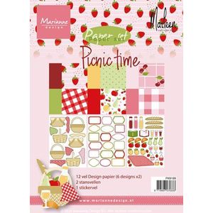 Pk9189 Paperbloc - Picnic time by Marleen - 2x 6 design papier dubbelzijdig en 2x stansvellen en een stickervel