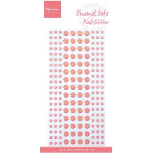 Pl4531 Enamel dots pink glitter - 152stuks