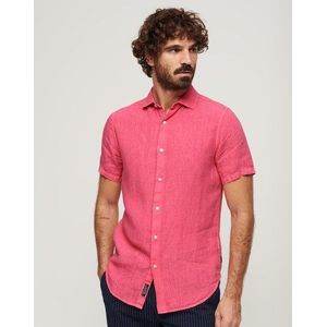 Superdry Herren Studios Freizeithemd aus Leinen Pink - Größe: L