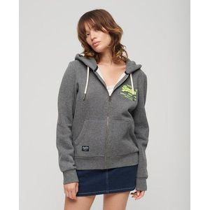 Superdry Damen Neonfarbene Kapuzenjacke mit Vintage-logo Grau - Größe: 42