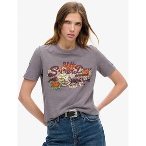 Superdry Damen Grau Lockeres T-Shirt Mit Tokyo Vintage Logo Grafikprint, Größe: 40