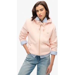 Superdry Damen Essential Kapuzenjacke mit Teddyfellfutter Pink - Größe: 44