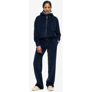 Superdry Women's Velours-jogginghose mit Weitem Bein Marineblau - Größe: 42