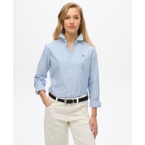 Superdry Damen Schmales, Langärmeliges Oxfordhemd Blau - Größe: 42