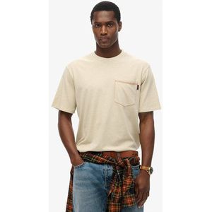 Superdry Herren T-shirt mit Tasche und Kontrastnähten Beige - Größe: Xxxl