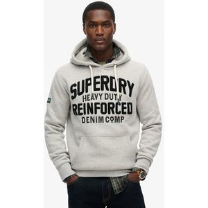 Superdry Herren Hoodie mit Aufgesticktem Schriftzug Hellgrau - Größe: XL