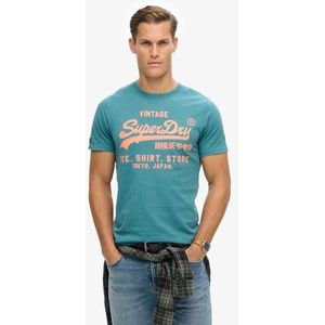 Superdry Herren Neon Vintage T-shirt mit Logoprint Türkis - Größe: M