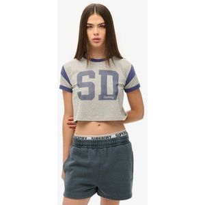Superdry Damen Marineblau Sweatshorts in Vintage-waschung Bestickt, Größe: 36 - Größe: 36