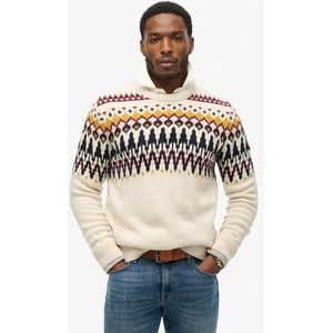 Superdry Herren Weiß, Rot und Gelb Pullover mit Rundhalsausschnitt Fairisle-Muster, Größe: XXXL
