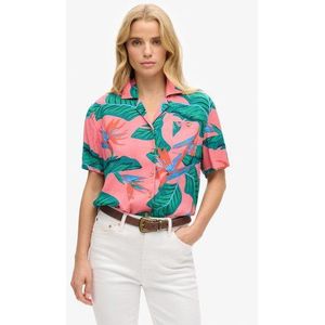 Superdry Damen Rosa und Grün Beach Resort Hemd Farbblock, Größe: 40