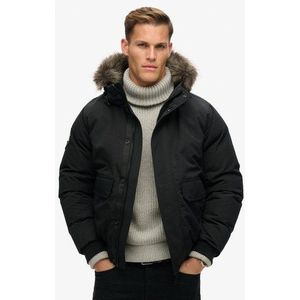 Superdry Herren Everest Bomberjacke mit Kunstfellbesatz Schwarz - Größe: L