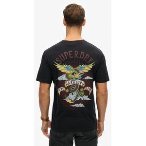 Superdry Herren Locker Geschnittenes T-shirt mit Tattoo-grafik Schwarz - Größe: S