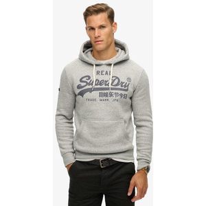 Superdry Herren Grau und Blau Vintage Logo Hoodie Mit Logo-druck, Größe: XL - Größe: XL