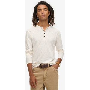 Superdry Herren Langärmeliges Grandad-oberteil aus Jersey Beige - Größe: M