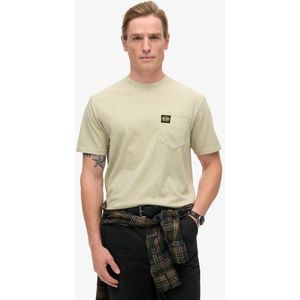 Superdry Herren T-shirt mit Tasche und Kontrastnähten Beige - Größe: XL