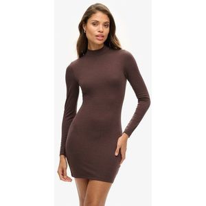 Superdry Damen Jersey-minikleid mit Angedeutetem Ausschnitt Braun - Größe: 42