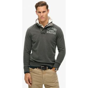 Superdry Herren Vintage Athletic Sweatshirt mit Halber Knopfleiste Schwarz - Größe: XL