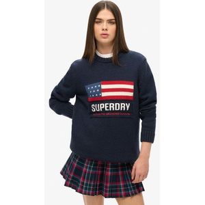 Superdry Damen Übergroßer Vintage Athletic Strickpullover Marineblau - Größe: XL