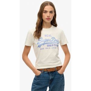 Superdry Women's Schmales Vintage Logo T-shirt mit Strass Creme - Größe: 44