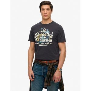 Superdry Men's Lässiges Vintage Tokyo T-shirt mit Logo Dunkelgrau - Größe: XL