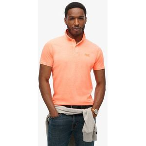 Superdry Herren Orange Essential Jersey-Polohemd Mit Neonfarbenem Logo Bestickt, Größe: XXL