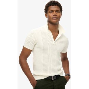 Superdry Herren Kurzärmeliges Strick-Polohemd, Weiß, Größe: S