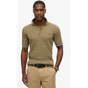 Superdry Men's Kurzärmeliges Strick-polohemd mit Struktur Grün - Größe: S