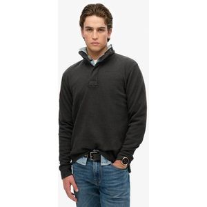 Superdry Herren Klassischer Pullover mit Halblangem Reißverschluss aus Baumwollp Schwarz - Größe: Xxl